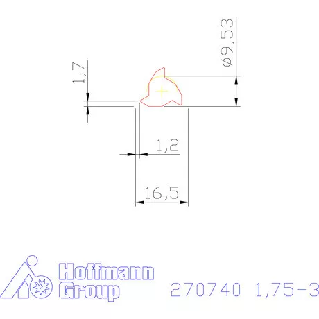 Részprofil lapka 60° külső, jobbos  1,75-3 mm