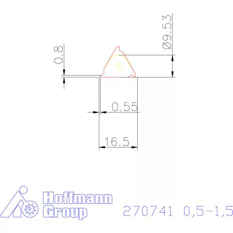 Részprofil lapka 60° külső, jobbos CB 0,5-1,5 mm