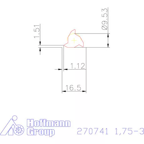 Részprofil lapka 60° külső, jobbos CB 1,75-3 mm