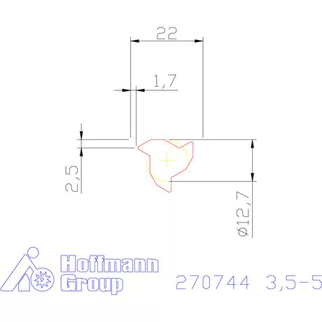 Részprofil lapka 60° külső, jobbos  3,5-5 mm