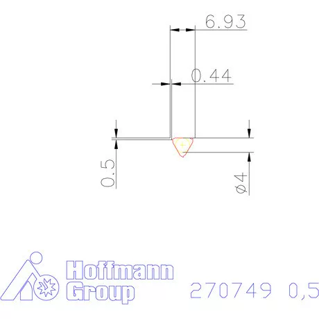Teljes profilú lapka 60° belső, jobbos  0,5 mm