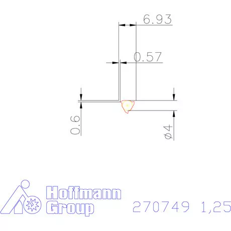 Teljes profilú lapka 60° belső, jobbos  1,25 mm