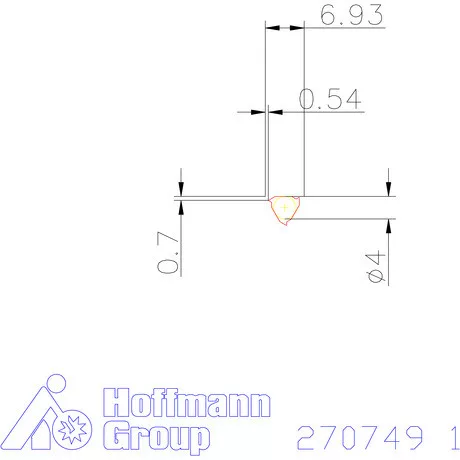 Teljes profilú lapka 60° belső, jobbos  1 mm