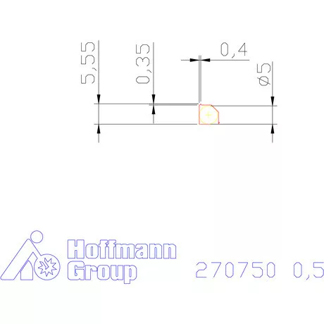 Teljes profilú lapka 60° belső, jobbos  0,5 mm