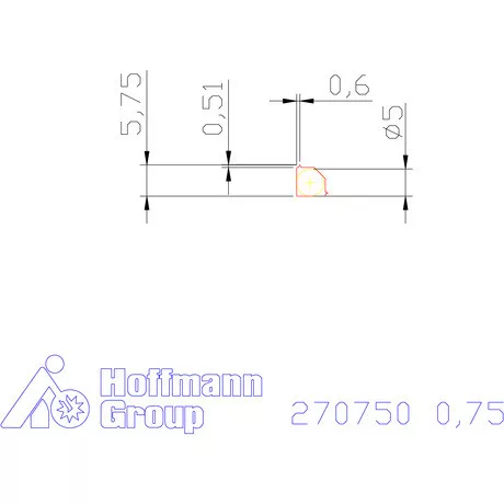 Teljes profilú lapka 60° belső, jobbos  0,75 mm