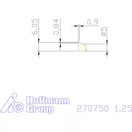 Teljes profilú lapka 60° belső, jobbos  1,25 mm