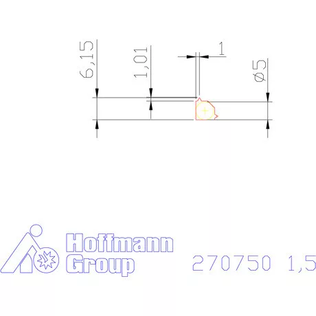 Teljes profilú lapka 60° belső, jobbos  1,5 mm