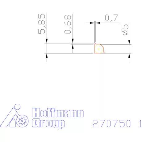 Teljes profilú lapka 60° belső, jobbos  1 mm