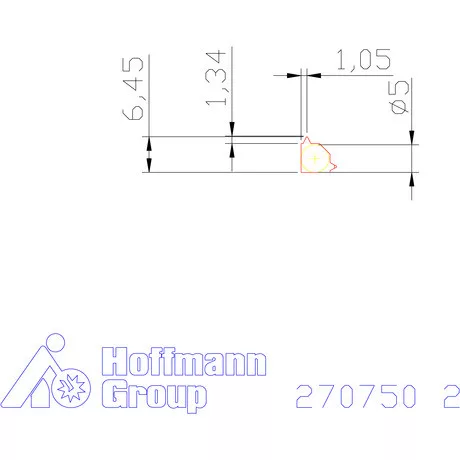 Teljes profilú lapka 60° belső, jobbos  2 mm