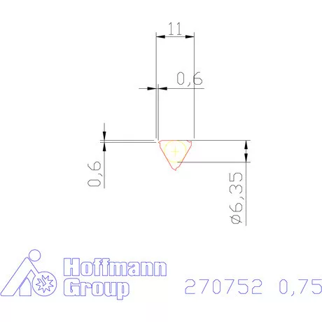 Teljes profilú lapka 60° belső, jobbos  0,75 mm