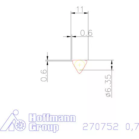 Teljes profilú lapka 60° belső, jobbos  0,7 mm