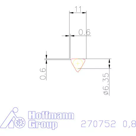 Teljes profilú lapka 60° belső, jobbos  0,8 mm