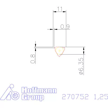 Teljes profilú lapka 60° belső, jobbos  1,25 mm
