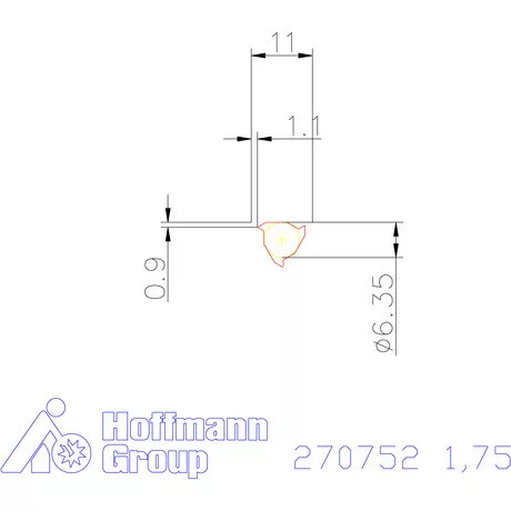 Teljes profilú lapka 60° belső, jobbos  1,75 mm