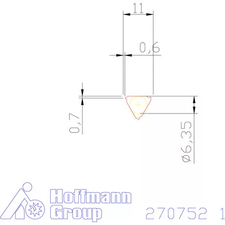 Teljes profilú lapka 60° belső, jobbos  1 mm