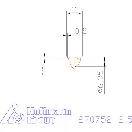 Teljes profilú lapka 60° belső, jobbos  2,5 mm