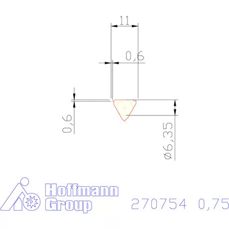 Teljes profilú lapka 60° belső, jobbos  0,75 mm