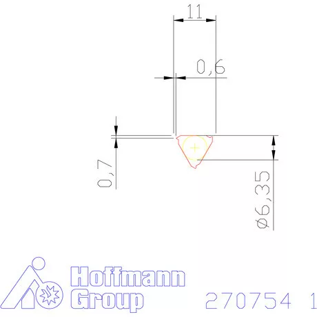 Teljes profilú lapka 60° belső, jobbos  1 mm