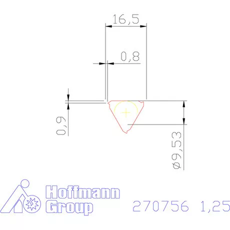 Teljes profilú lapka 60° belső, jobbos  1,25 mm
