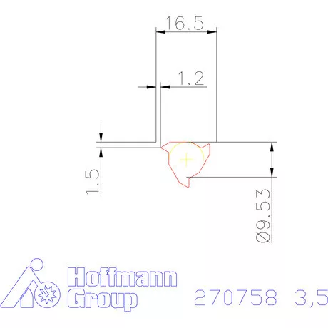 Teljes profilú lapka 60° belső, jobbos  3,5 mm