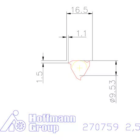 Teljes profilú lapka 60° belső, jobbos  2,5 mm