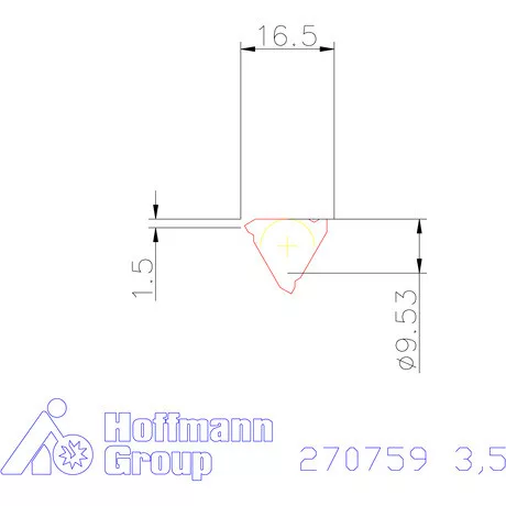 Teljes profilú lapka 60° belső, jobbos  3,5 mm