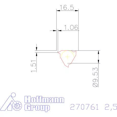Teljes profilú lapka 60° belső, jobbos CB 2,5 mm