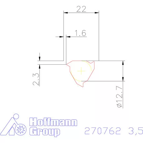 Teljes profilú lapka 60° belső, jobbos  3,5 mm