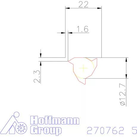 Teljes profilú lapka 60° belső, jobbos  5 mm