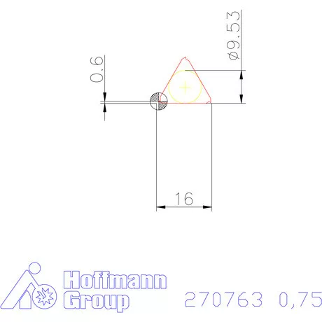 Teljes profilú lapka 60° belső jobbos  0,75 mm