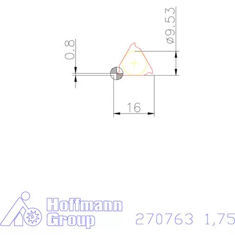 Teljes profilú lapka 60° belső jobbos  1,75 mm