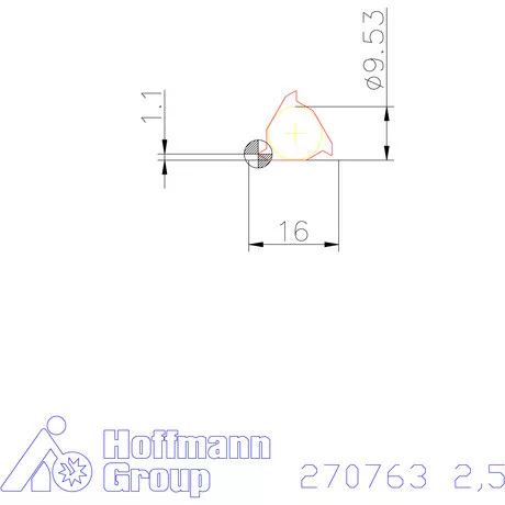 Teljes profilú lapka 60° belső jobbos  2,5 mm
