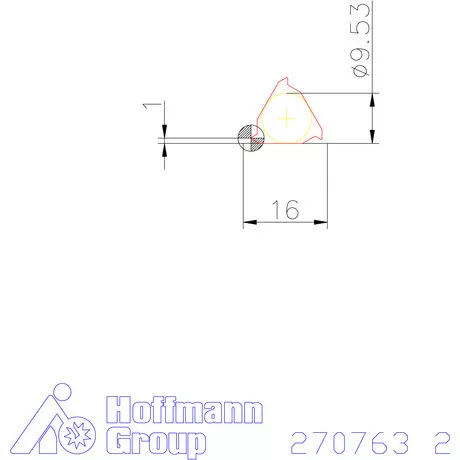 Teljes profilú lapka 60° belső jobbos  2 mm