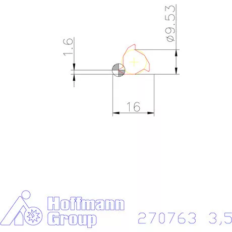 Teljes profilú lapka 60° belső jobbos  3,5 mm