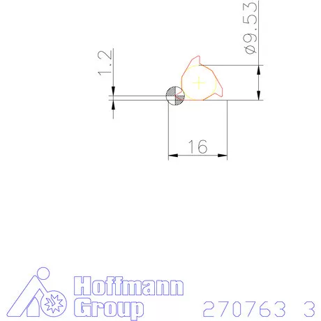 Teljes profilú lapka 60° belső jobbos  3 mm