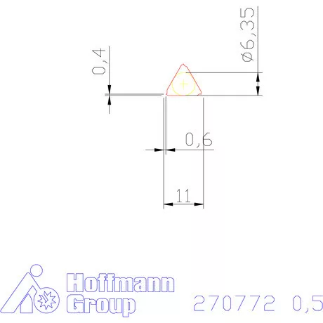 Teljes profilú lapka 60° belső balos  0,5 mm