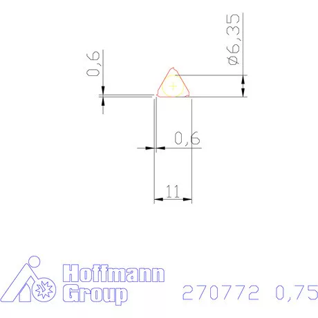 Teljes profilú lapka 60° belső balos  0,75 mm