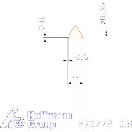 Teljes profilú lapka 60° belső balos  0,8 mm