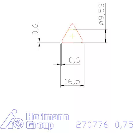 Teljes profilú lapka 60° belső balos  0,75 mm