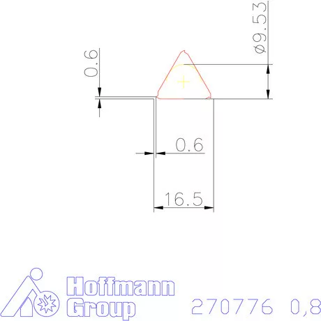 Teljes profilú lapka 60° belső balos  0,8 mm