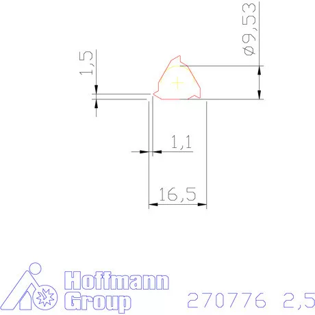 Teljes profilú lapka 60° belső balos  2,5 mm