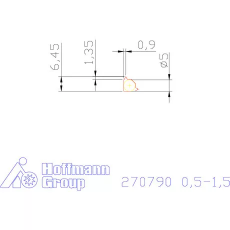 Részprofil lapka 60° belső, jobbos  0,5-1,5 mm