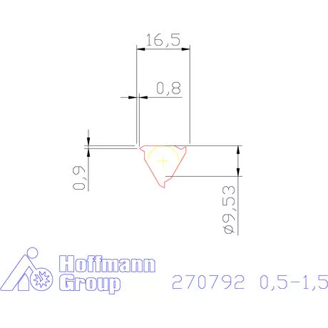 Részprofil lapka 60° belső, jobbos  0,5-1,5 mm