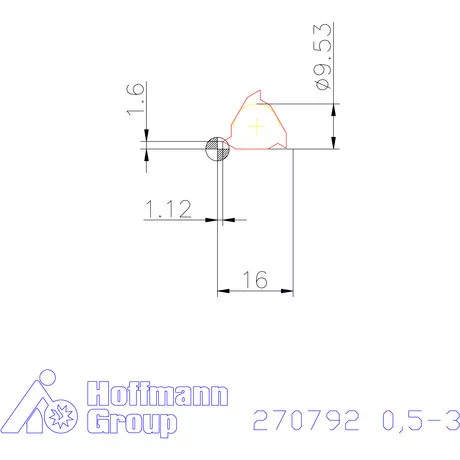 Részprofil lapka 60° belső, jobbos  0,5-3 mm