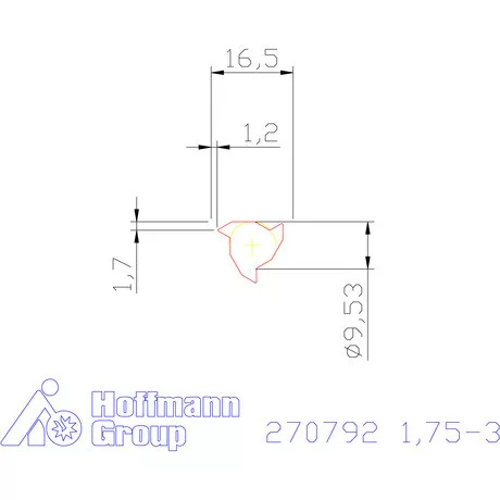 Részprofil lapka 60° belső, jobbos  1,75-3 mm