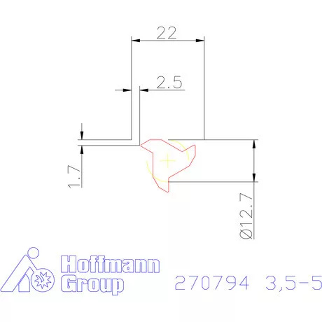 Részprofil lapka 60° belső, jobbos  3,5-5 mm