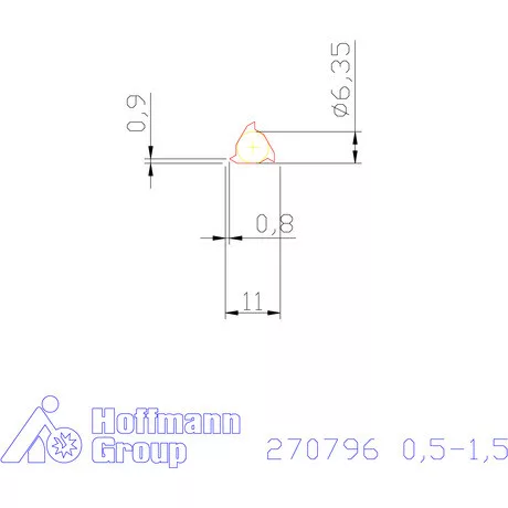 Részprofil lapka 60° belső, balos  0,5-1,5 mm