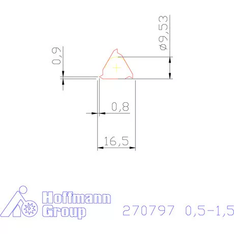 Részprofil lapka 60° belső, balos  0,5-1,5 mm
