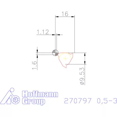 Részprofil lapka 60° belső, balos  0,5-3 mm
