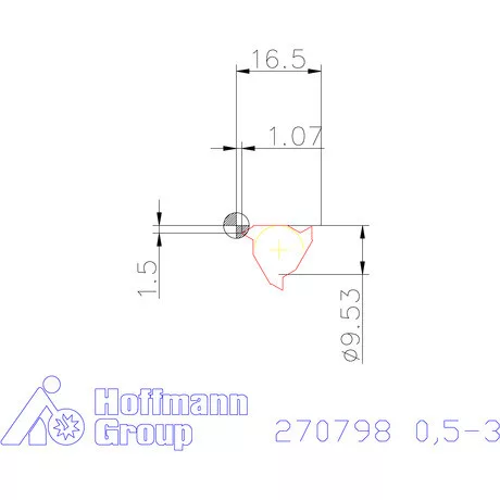 Részprofil lapka 60° belső, jobbos  0,5-3 mm
